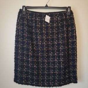 NEW NWT J. McLaughlin Size 6 black and gold tweed wool blend Pencil skirt
